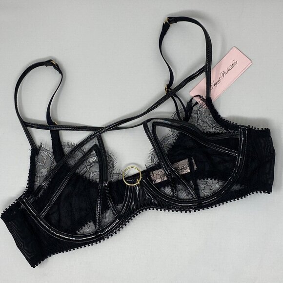 Agent Provocateur Foxie Black PVC Bra 36B NWT $285 - Picture 13 of 16